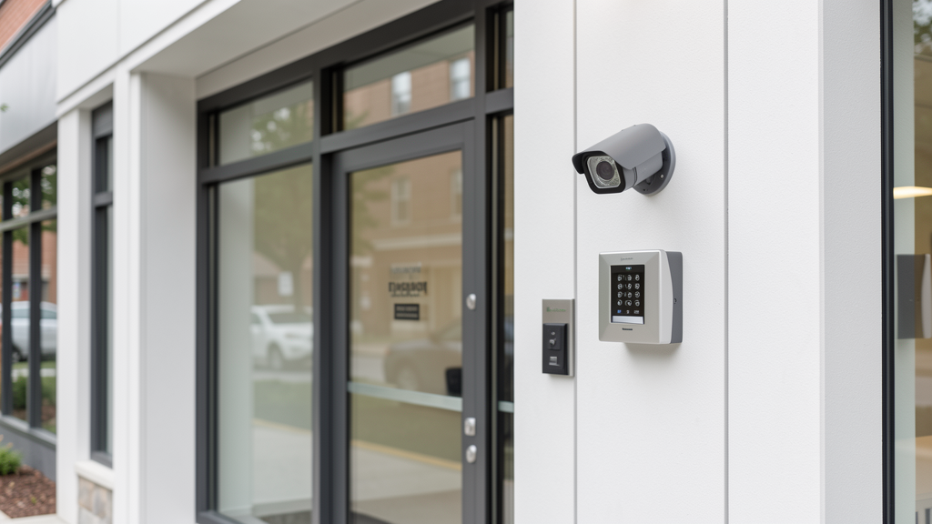 Security camera and commercial entry access system